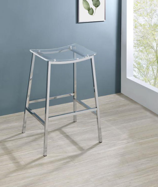 Jovani Acrylic Backless Bar Stools Clear and Chrome Set of 2