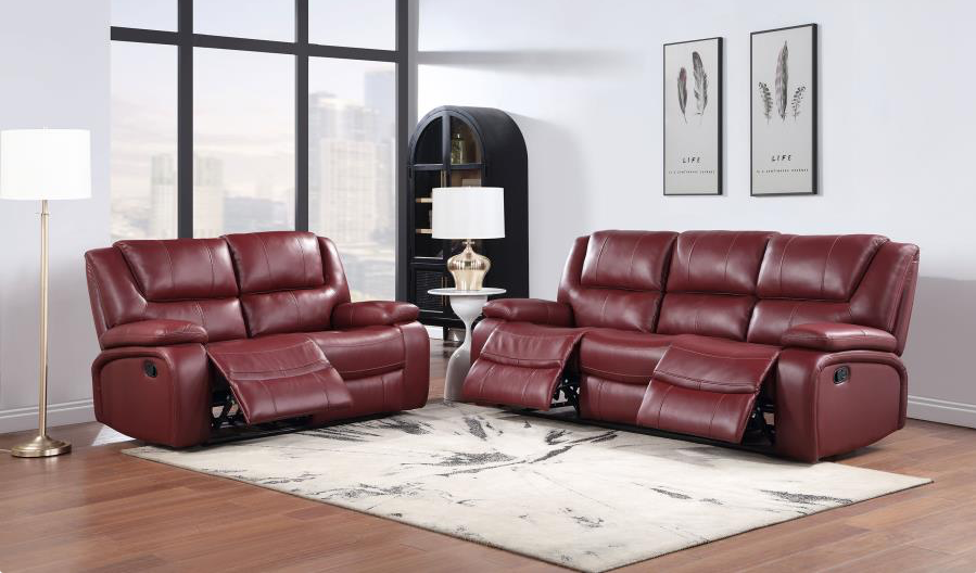 Camila Upholstered Glider Recliner Chair Red Faux Leather