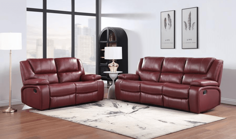 Camila Red Faux Leather Motion Sofa