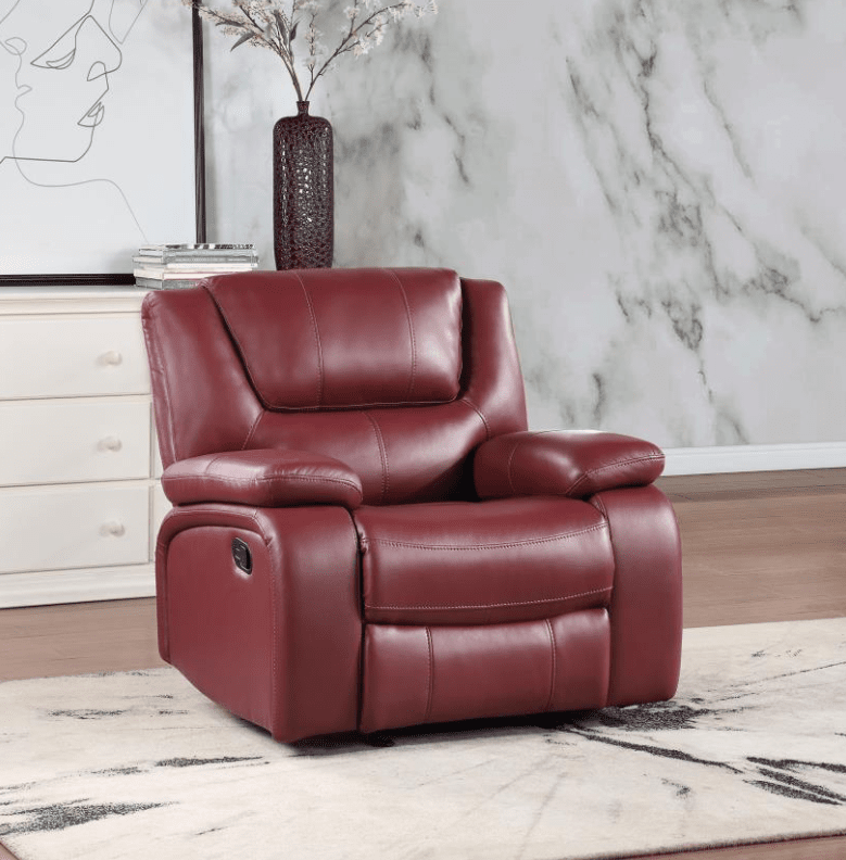 Camila Red Faux Leather Motion Sofa