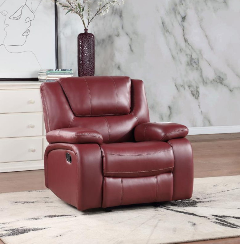 Camila Upholstered Glider Recliner Chair Red Faux Leather