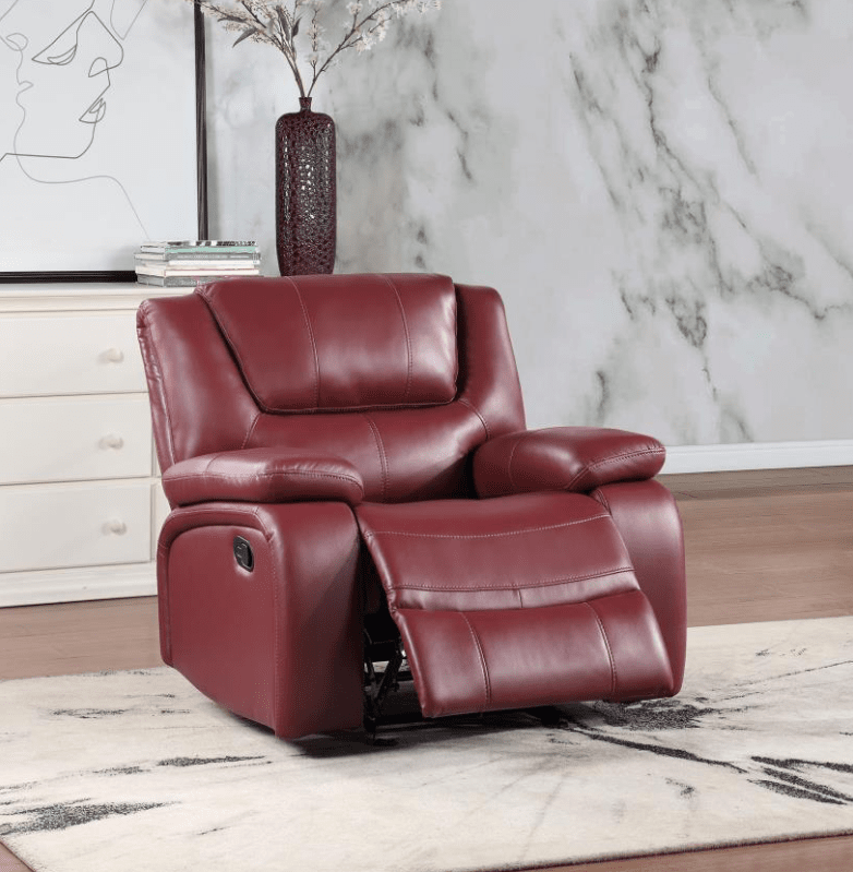 Camila Red Faux Leather Motion Sofa