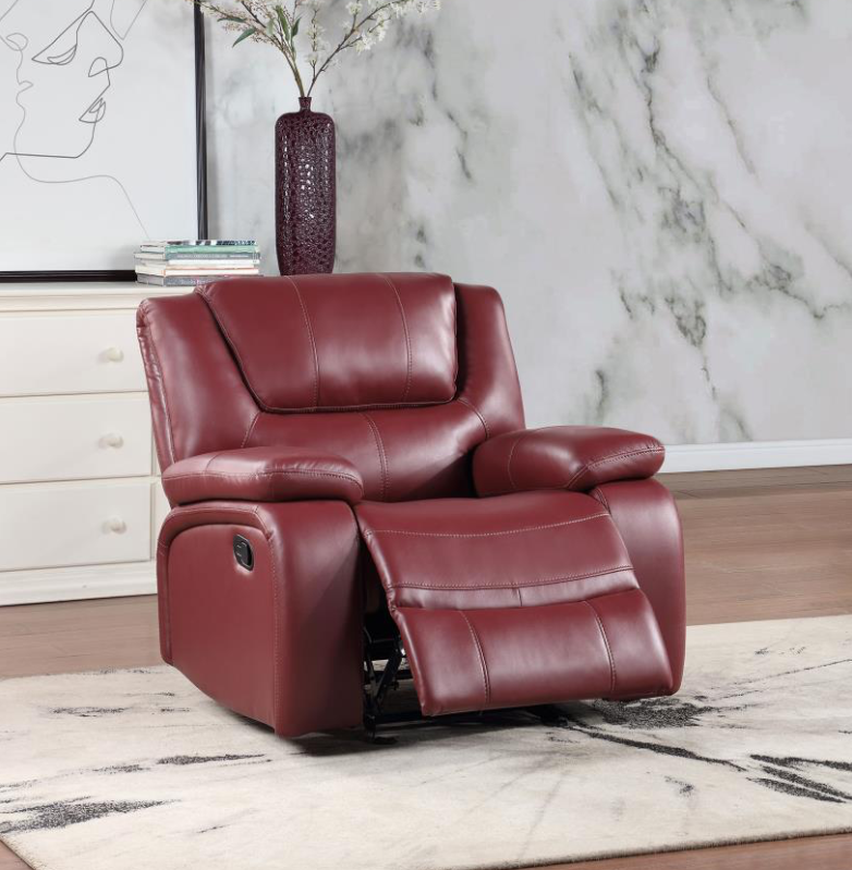 Camila Upholstered Glider Recliner Chair Red Faux Leather