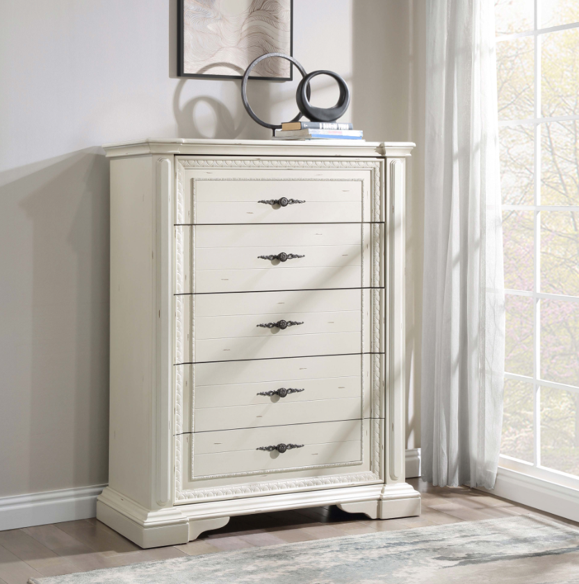 Evelyn 5-Drawer Chest - Antique White