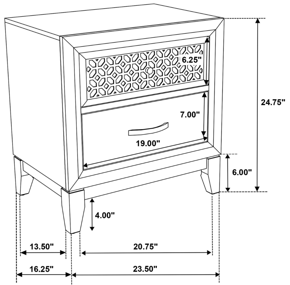 Valencia 2-Drawer Nightstand Light Brown And Black