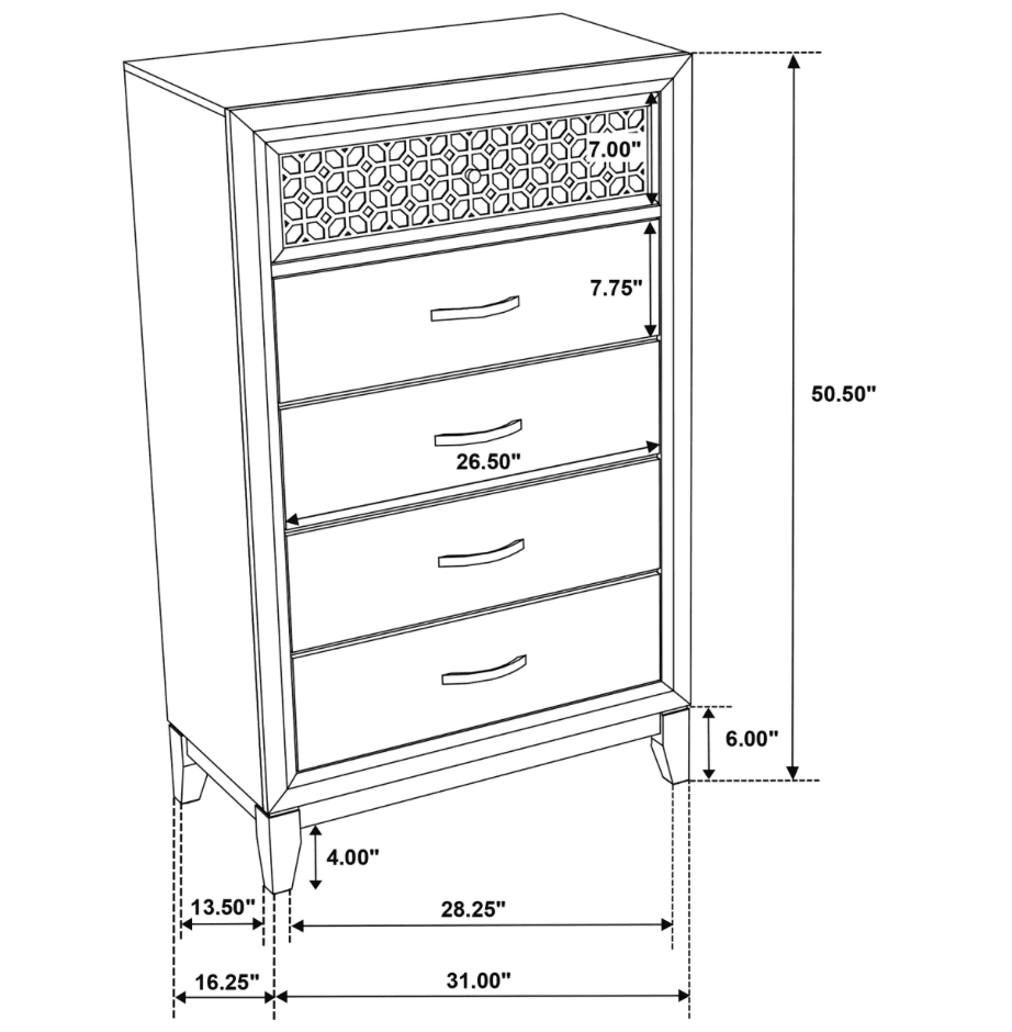 Valencia 5-Drawer Chest Light Brown And Black