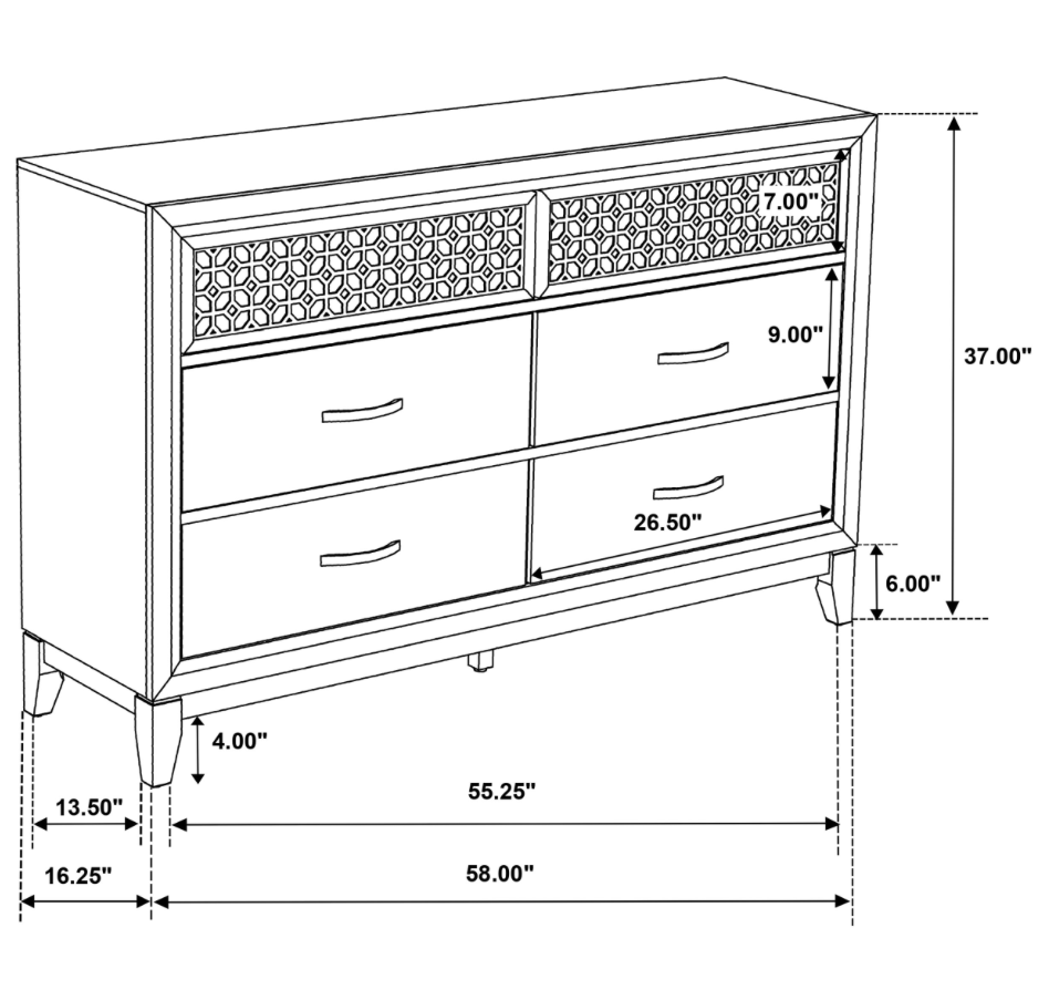 Valencia 6-Drawer Dresser Light Brown And Black