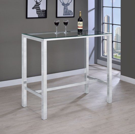 Xavier Bar Table With Glass Top Chrome