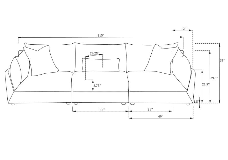 Sasha 3-Piece Modular Sofa - Barley Black