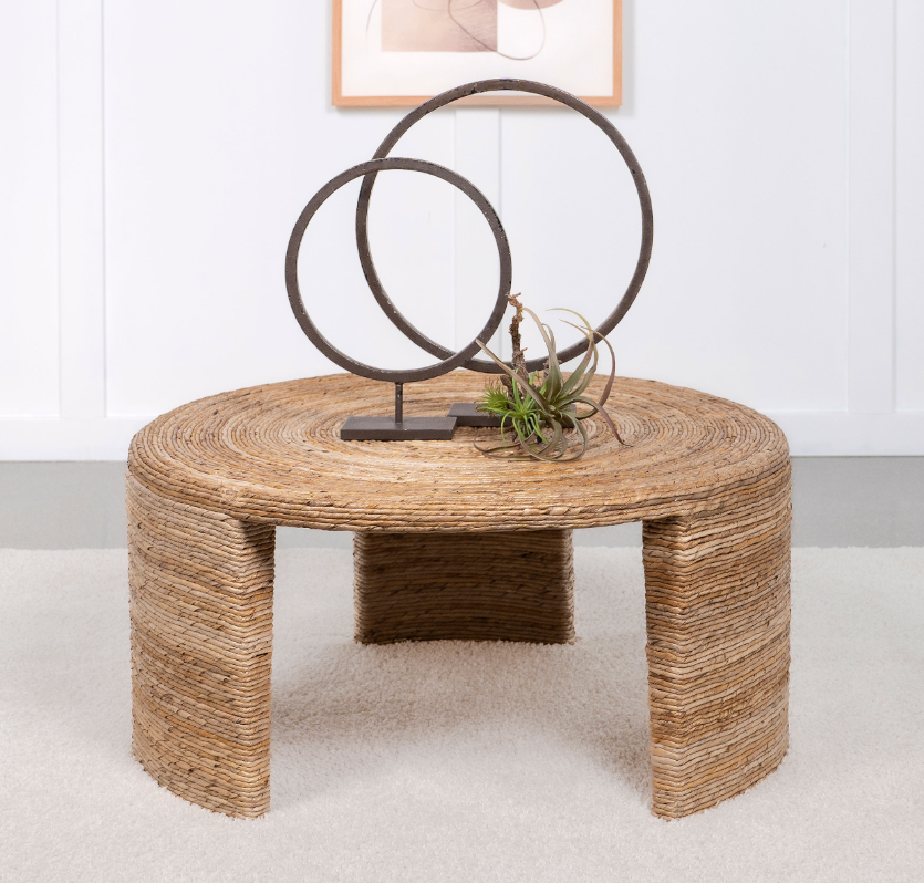 Artina Woven Rattan Round Coffee Table Natural Brown