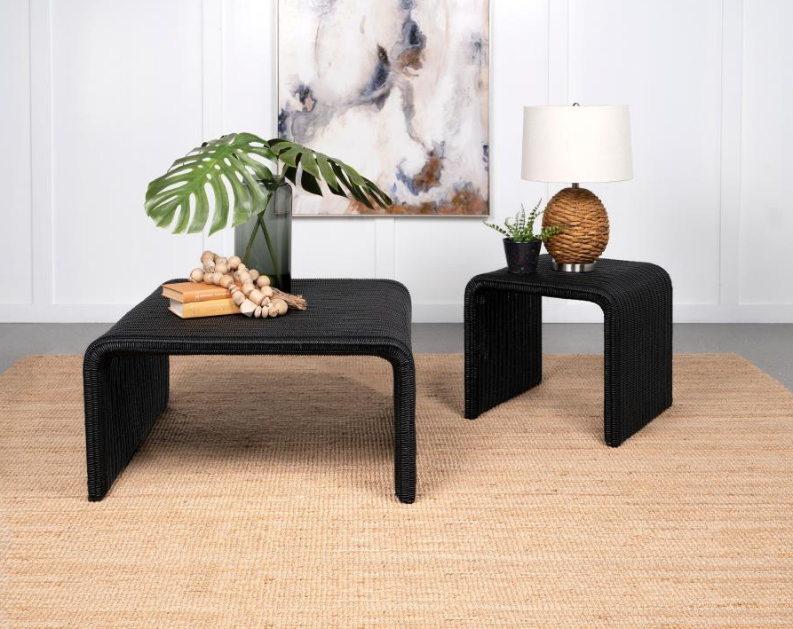 Juanita Square Black Rattan Coffee Table