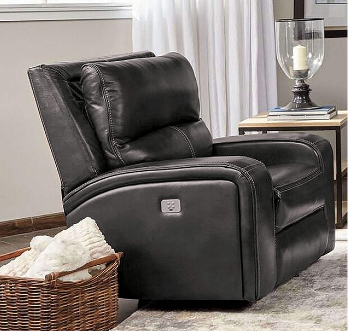 Soterios Transitional Genuine Leather Power Sofa & Loveseat Set - Charcoal