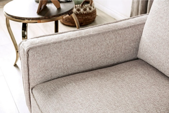 Harstad Contemporary Chenille & Wood Trimmed Sofa