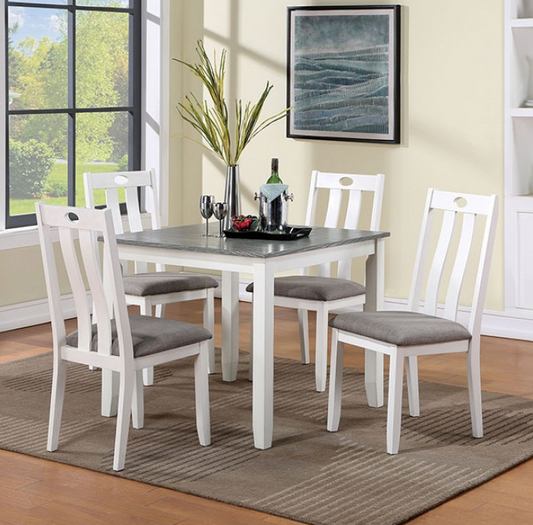 Dunseith 5PC Dining Set - White & Gray