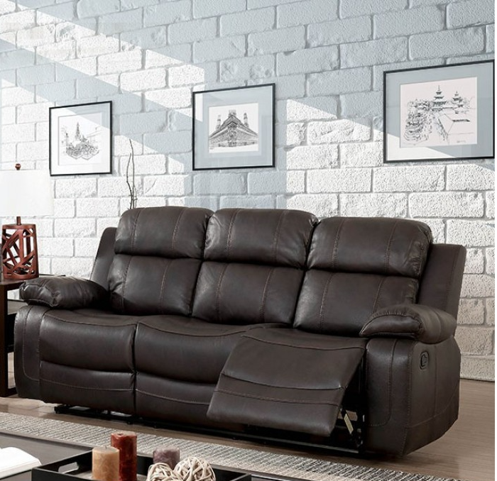 Pondera Motion Sofa with Drop Down Console - Dark Brown