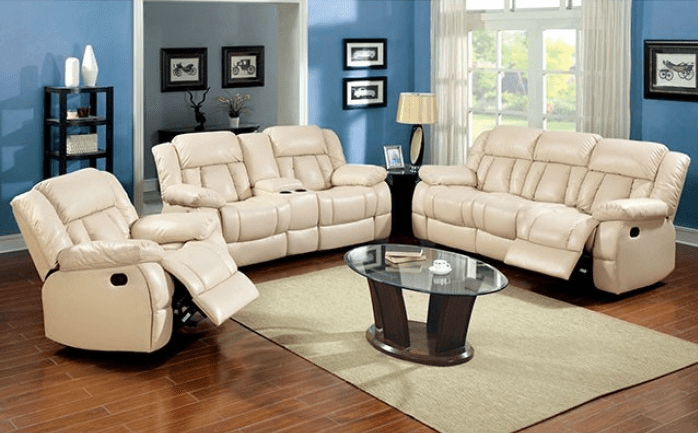 Barbado Ivory Leather Motion Sofa