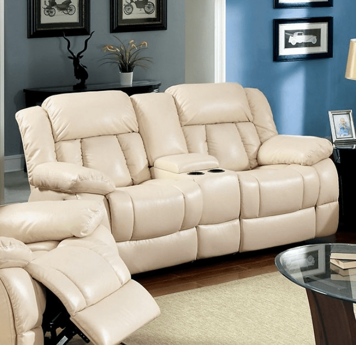 Barbado Ivory Leather Motion Sofa