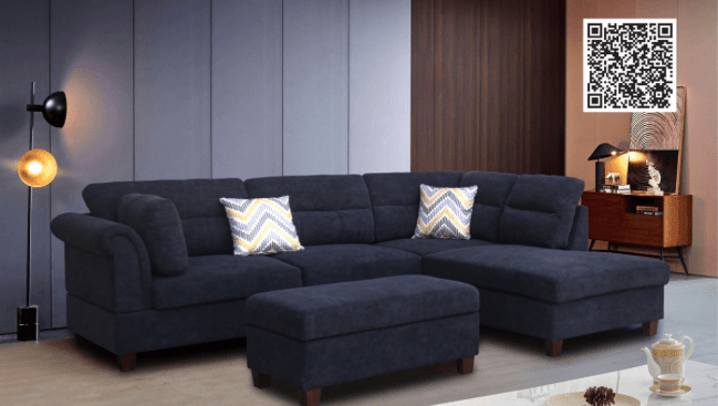 Diego 3-Piece Upholstered Sectional & Ottoman Set