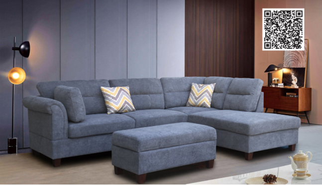 Diego 3-Piece Upholstered Sectional & Ottoman Set