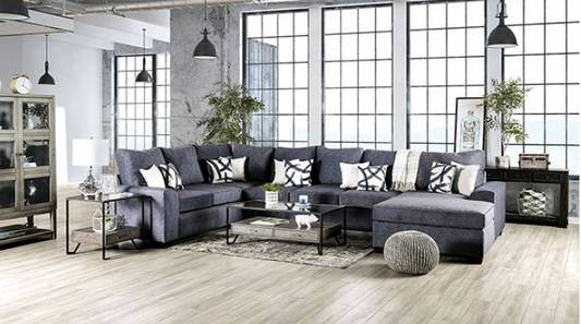 Shoreditch Contemporary Upholstered Sectional - Navy