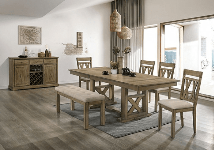 Templemore 7-Piece Rustic Double Leaf Dining Set