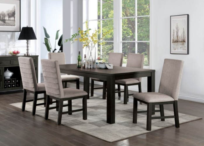 Umbria Transitional 7-Piece Dining Set - Antique Black & Gray