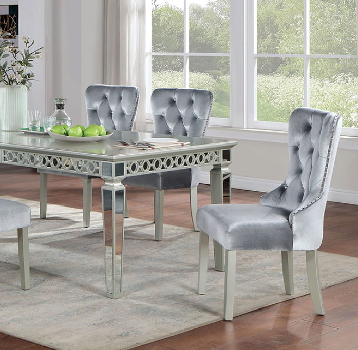 Adalia 7-Piece Mirrored Glam Dining Set