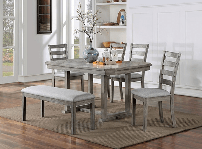 Laquila 6-Piece Rustic Trestle Dining Set - Gray