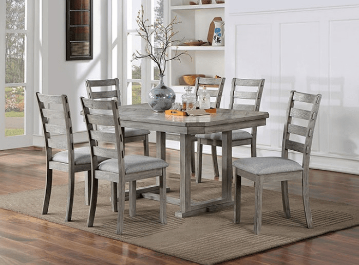 Laquila 5-Piece Rustic Trestle Dining Set - Gray