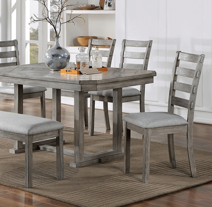 Laquila 5-Piece Rustic Trestle Dining Set - Gray