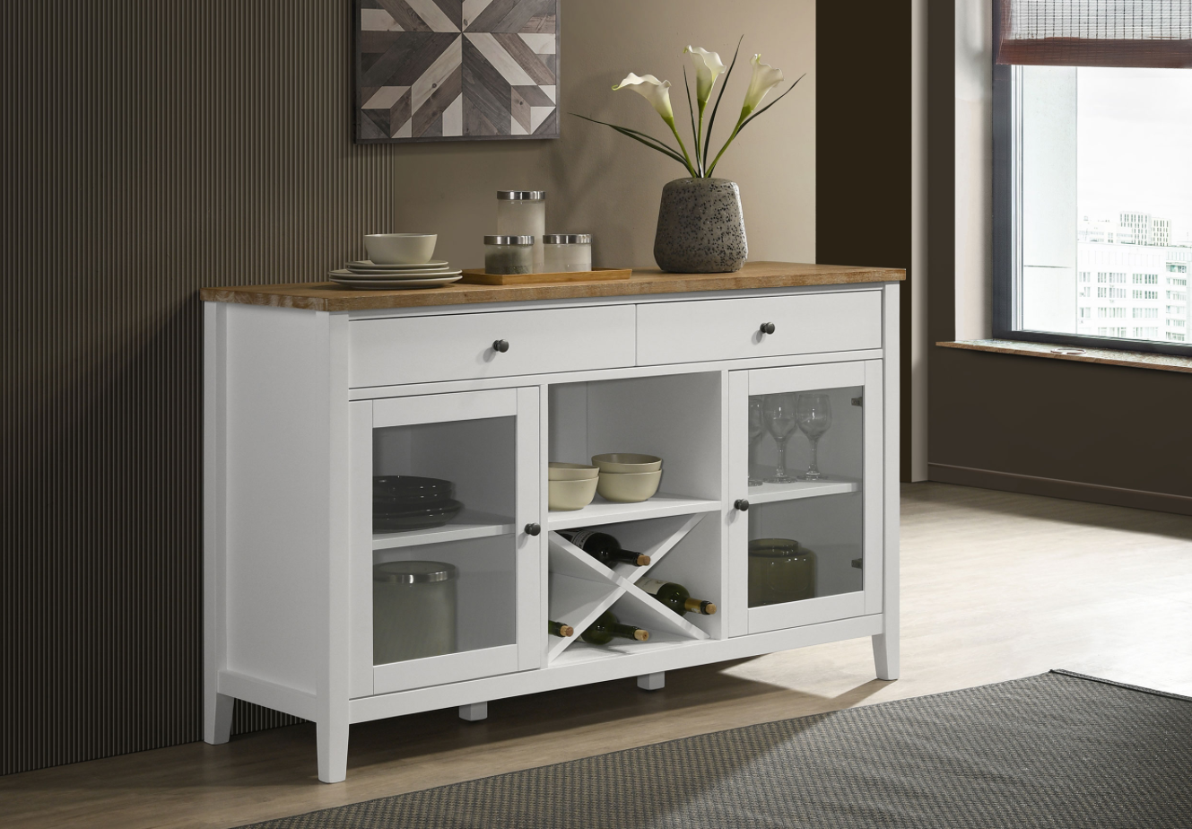 Hollis 2-Door Dining Sideboard With Drawers Brown And White