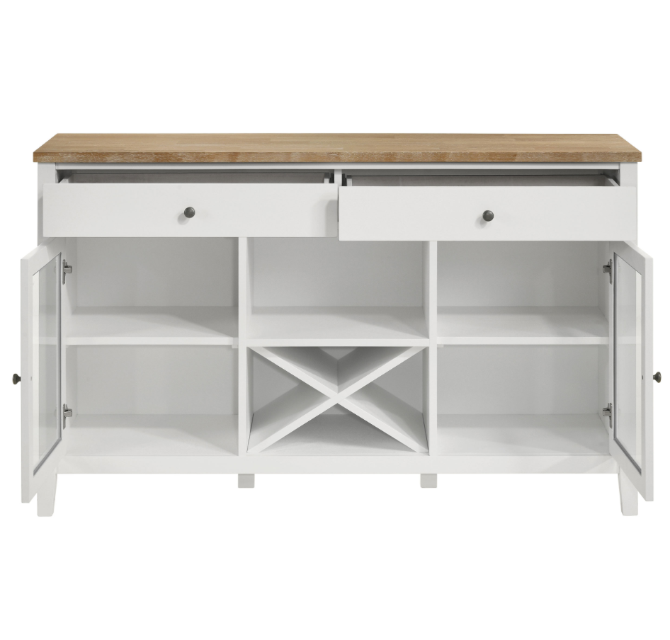 Hollis 2-Door Dining Sideboard With Drawers Brown And White