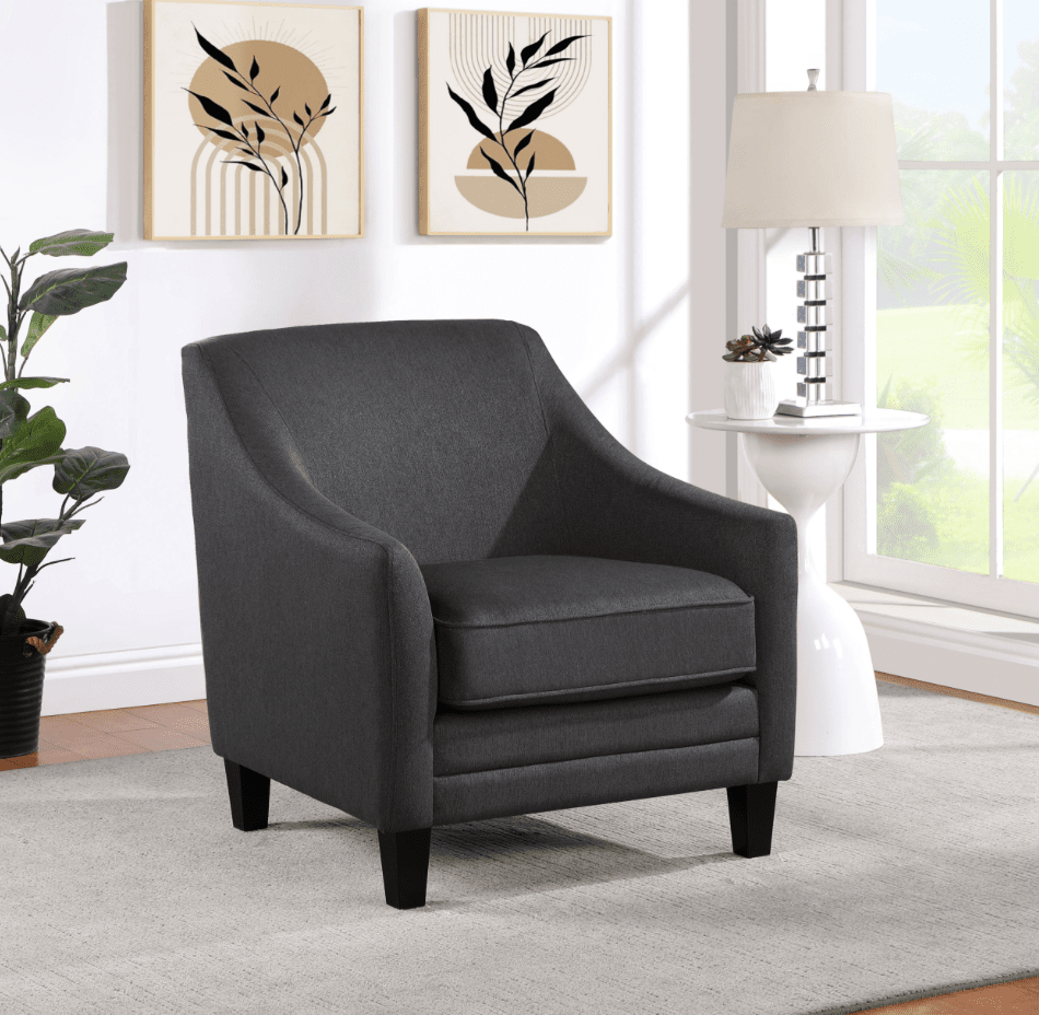 Liam Upholstered Sloped Arm Accent Club Chair Black