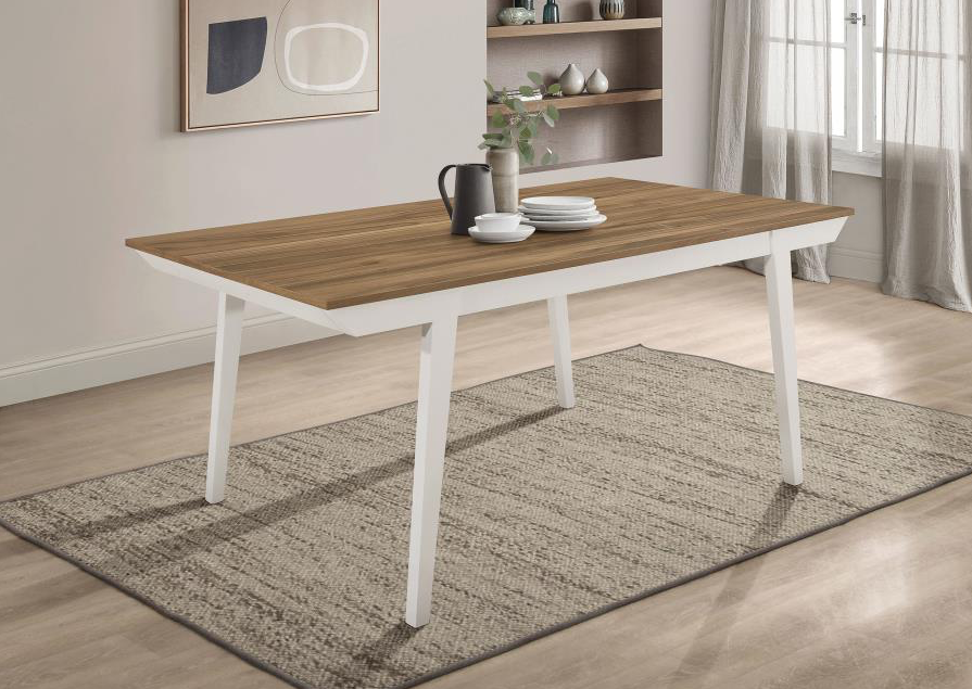 Nogales 7-Piece Rectangular Dining Table Set Natural Acacia And Off White