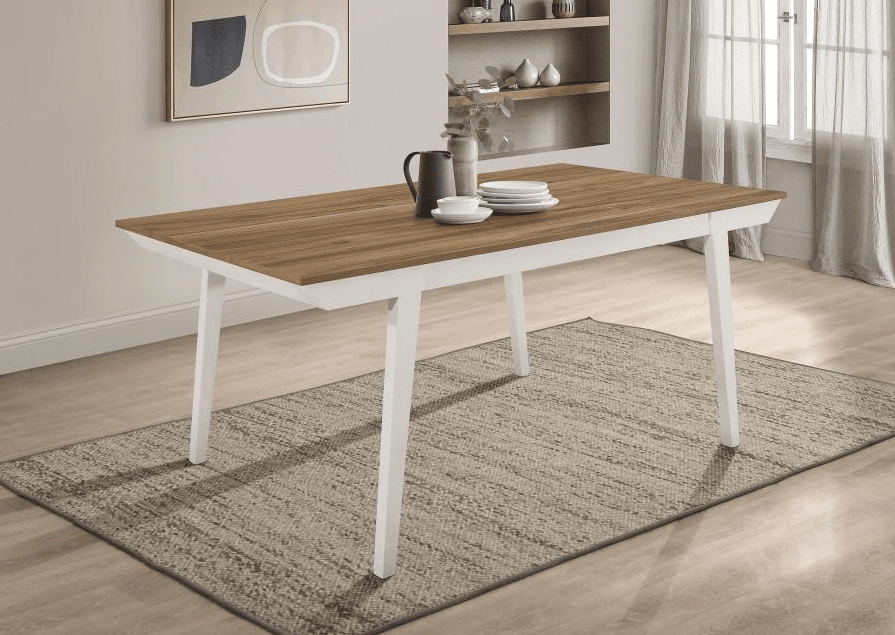 Nogales 5-Piece Rectangular Dining Table Set Natural Acacia And Off White