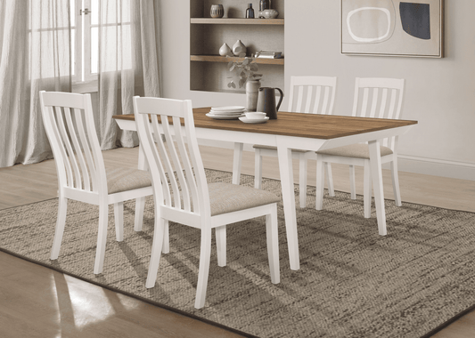 Nogales 5-Piece Rectangular Dining Table Set Natural Acacia And Off White