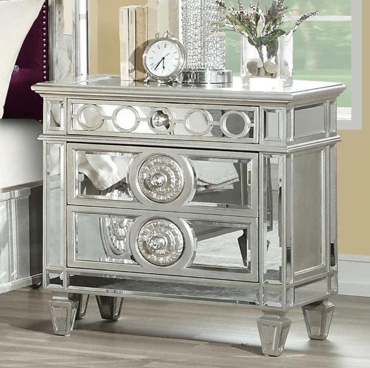 ACME Varian Nightstand in Mirrored 26153