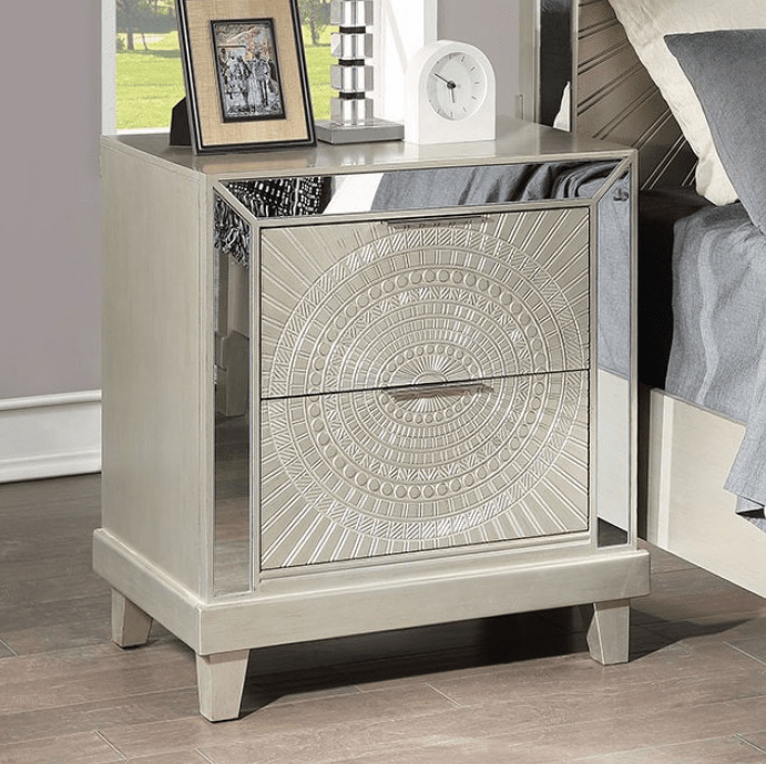 Valletta Glam Nightstand - Champagne & Mirror