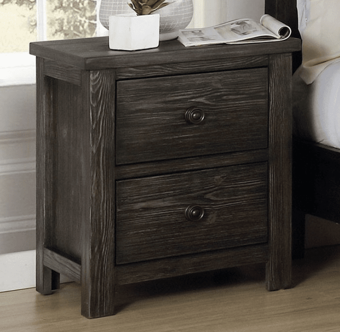 Regensburg Rustic 2-Drawer Nightstand - Dark Gray