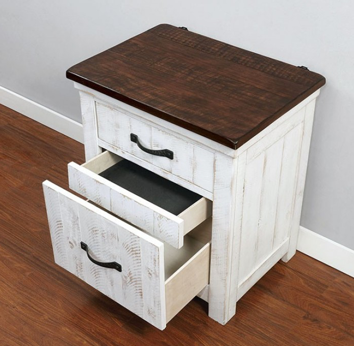 Alyson Transitional Nightstand - Distressed White