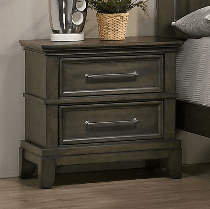 Houston Traditional 2-Drawer Nightstand - Gray