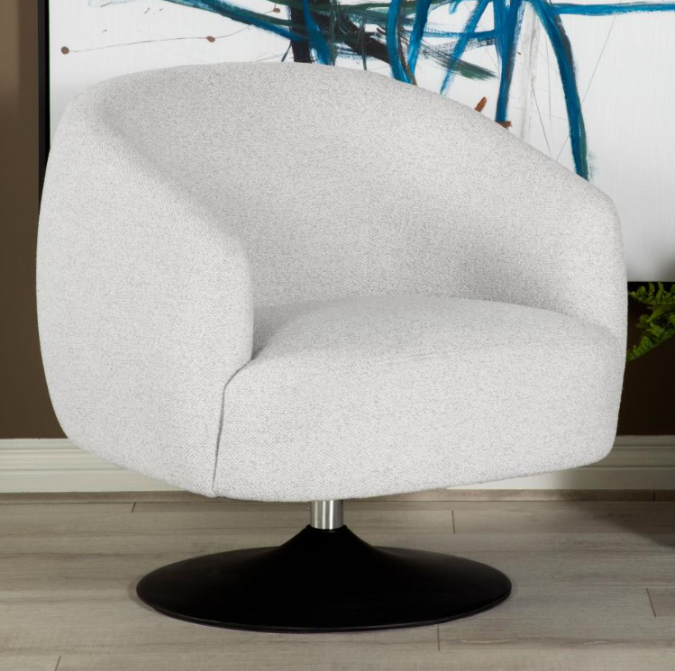 Dave Upholstered Swivel Accent Chair Beige and Matte Black