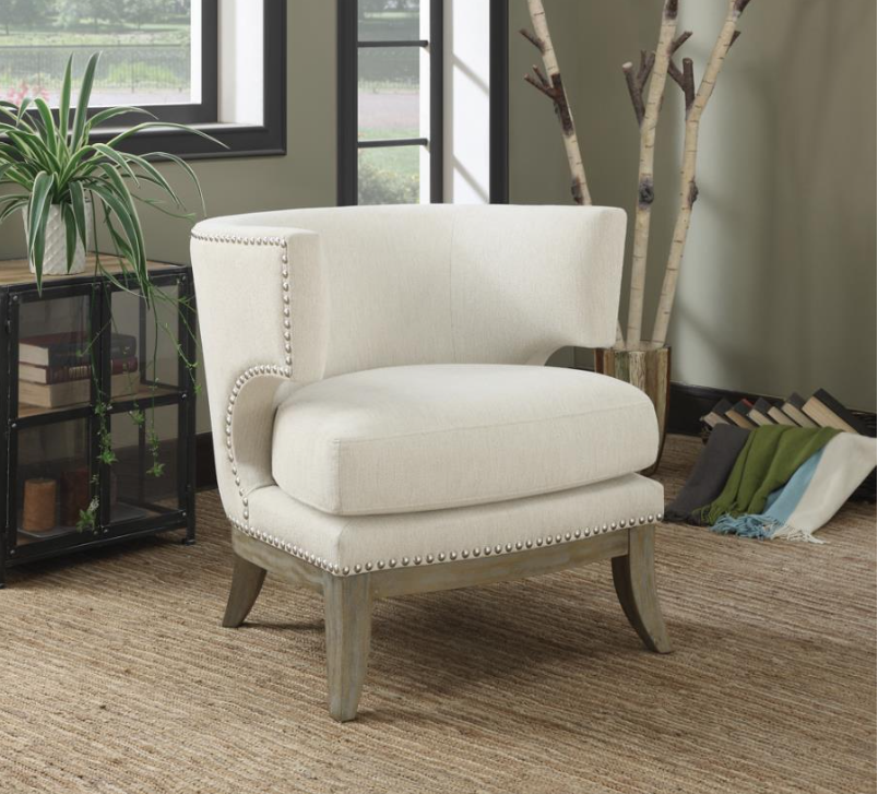 Jordan Dominic Barrel Back Accent Chair White and Weathered Grey