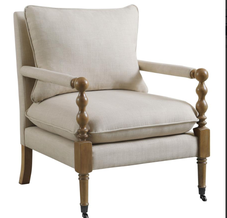 Dempsy Upholstered Accent Chair with Casters Beige