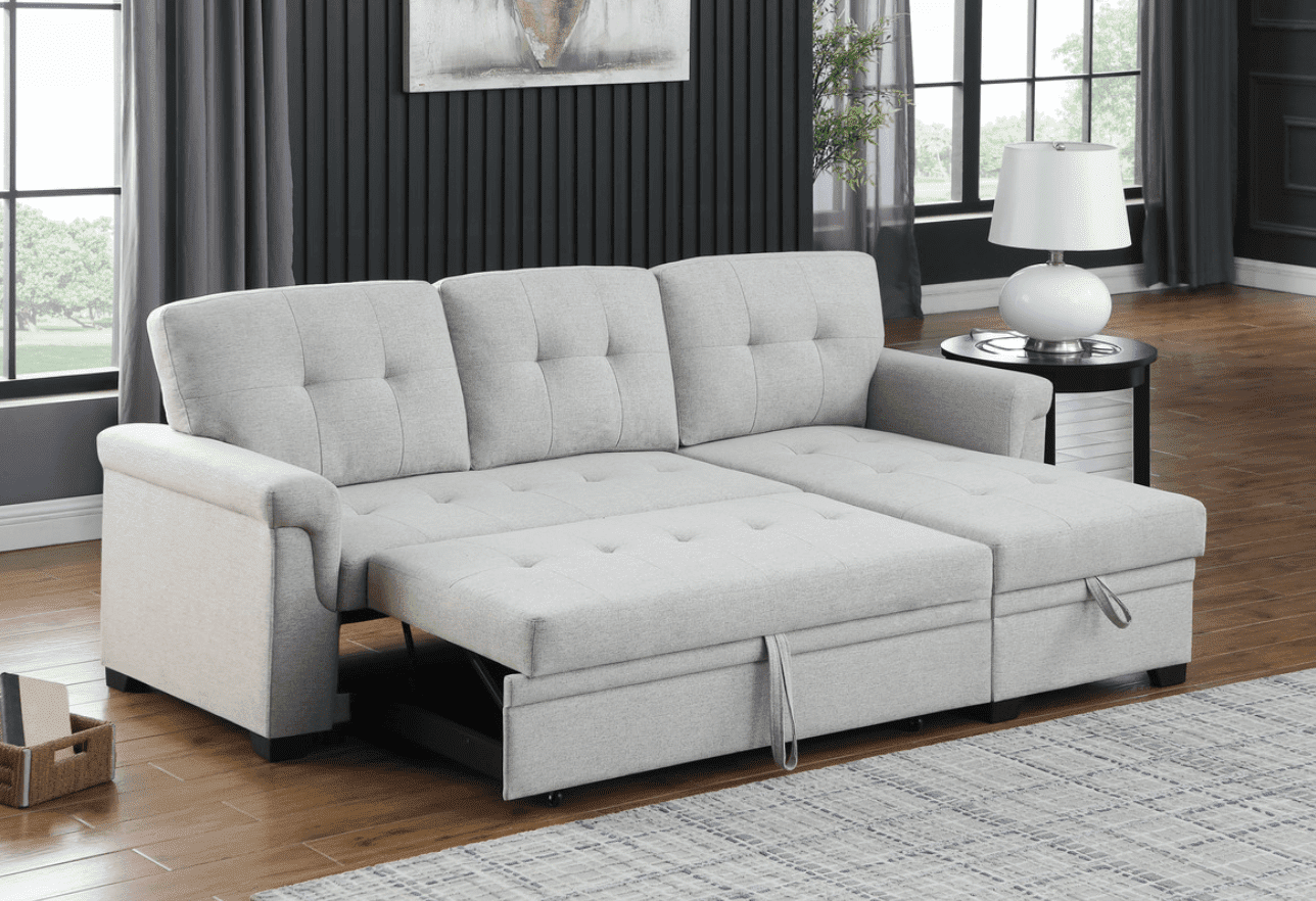 Lucca Light Gray Reversible Sleeper Sectional