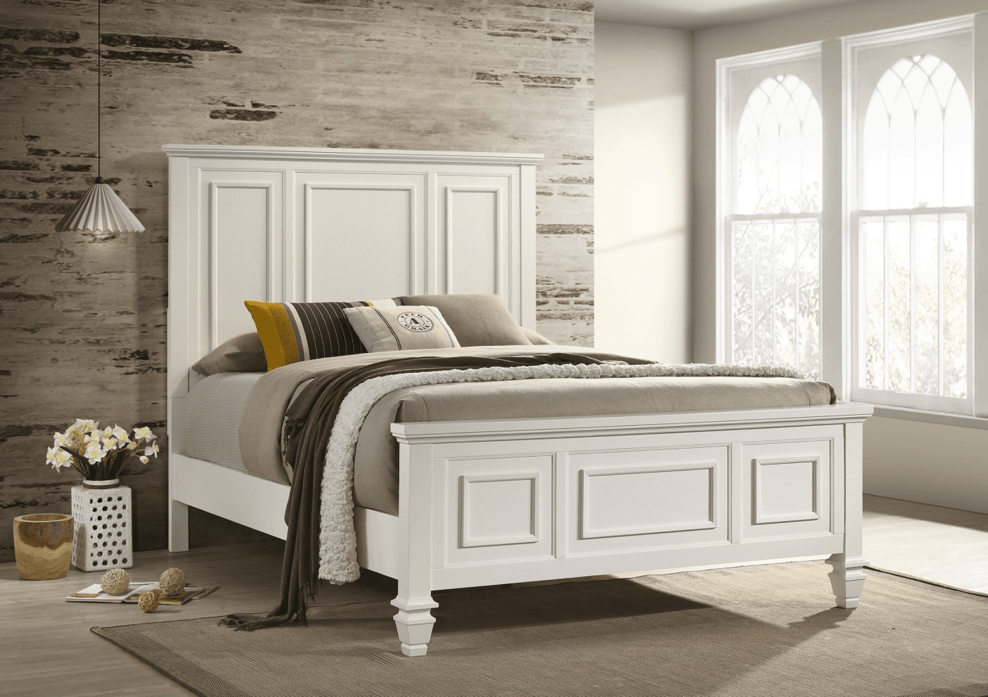 Sandy Beach Eastern King Panel Bedroom Set with High Headboard