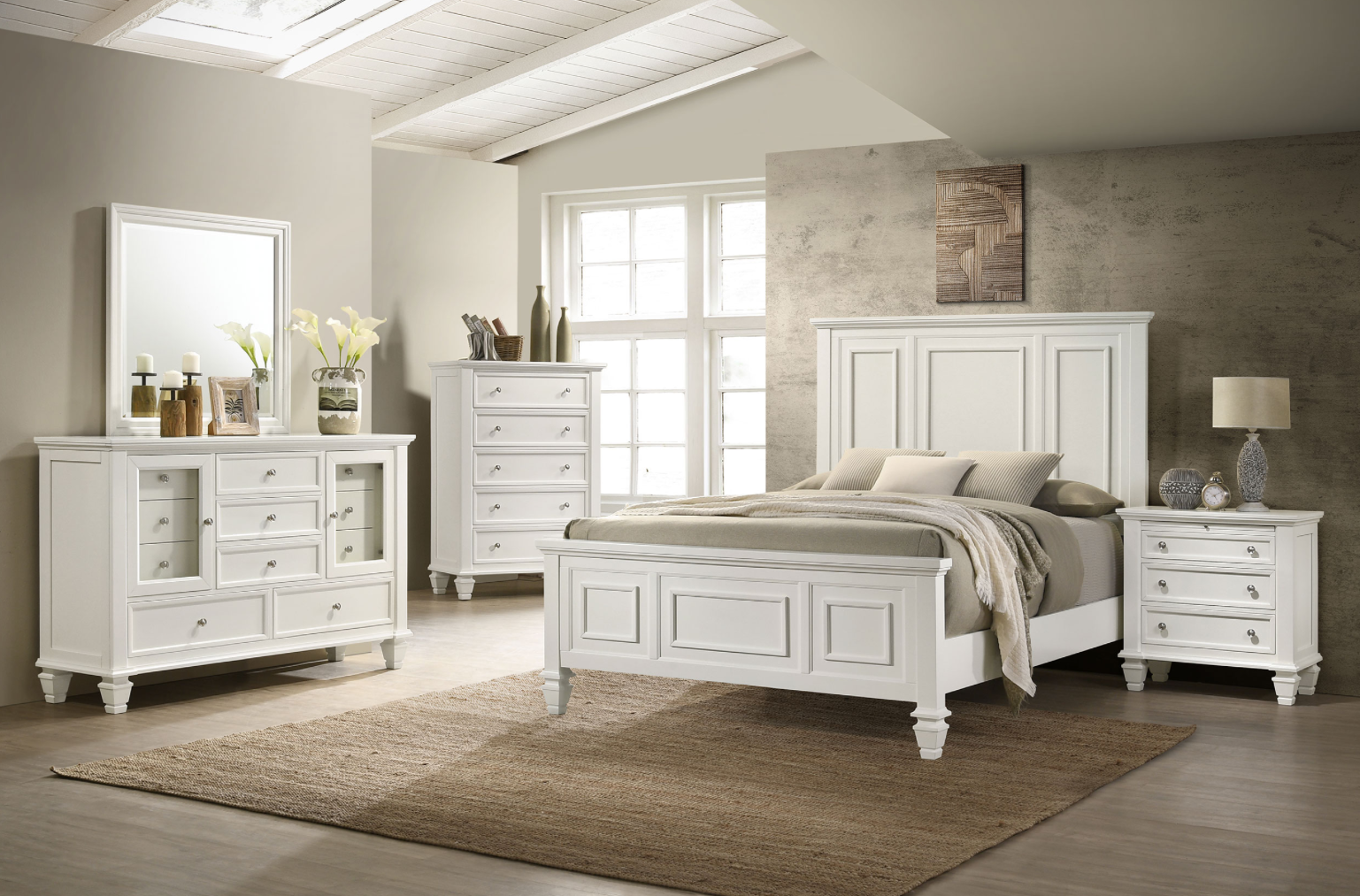 Sandy Beach Queen Panel Bedroom Set with High Headboard