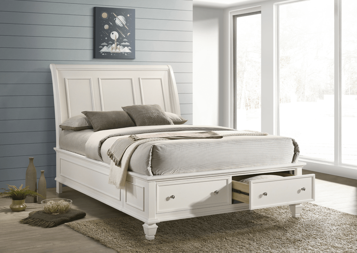 Sandy Beach Cottage Style King Storage Bed