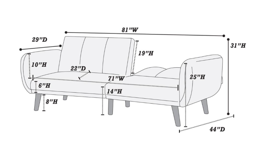 Arkley Upholstered Split Back Sleeper Sofa - Black