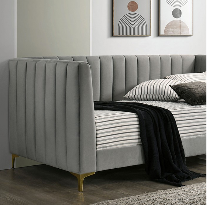 Neoma Contemporary Gray Velvet Daybed